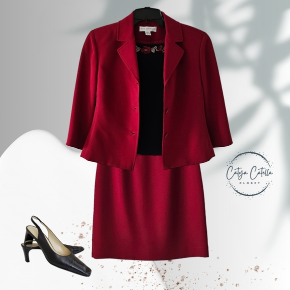 Petite Sophisticate Vintage Pencil Suit Skirt | Like New | 4P | Scarlet Red - Picture 8 of 16